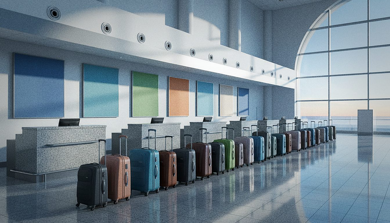 Comptoir de location de voiture partagé entre plusieurs marques dans un aéroport