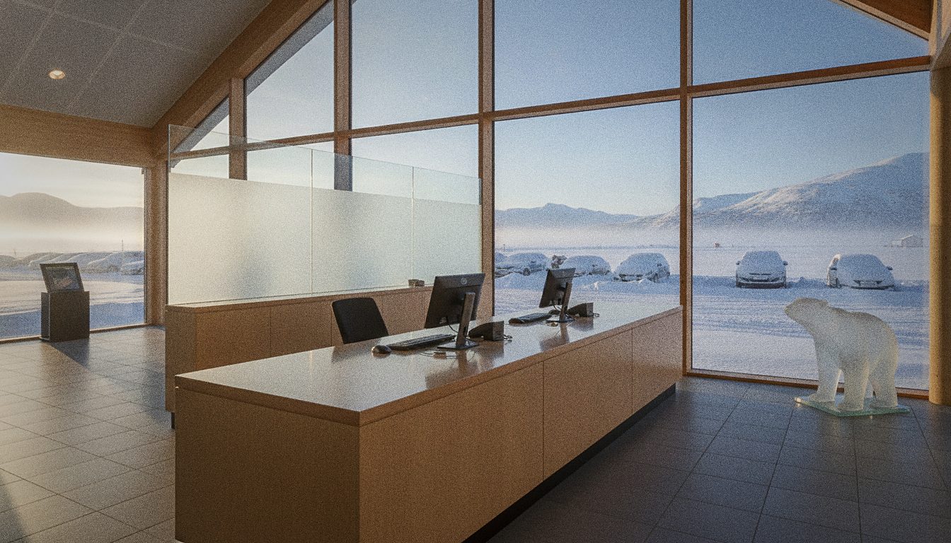 Comptoir de location de voiture dans un aéroport arctique