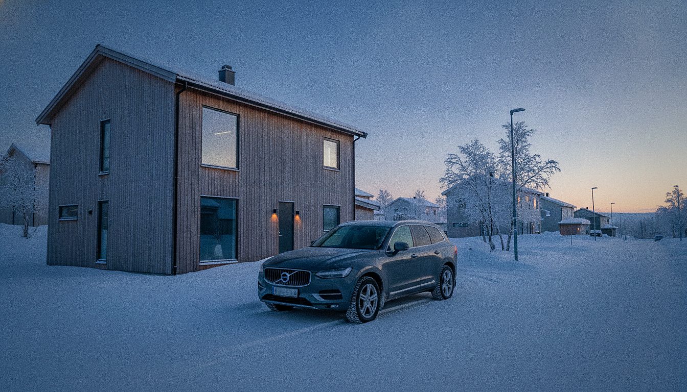 SUV Volvo garé devant une maison du quartier résidentiel de Krokelvdalen, Tromsø